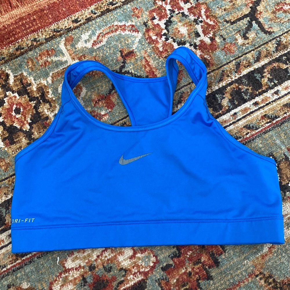 Size Large Nike sports bra in royal blue.
